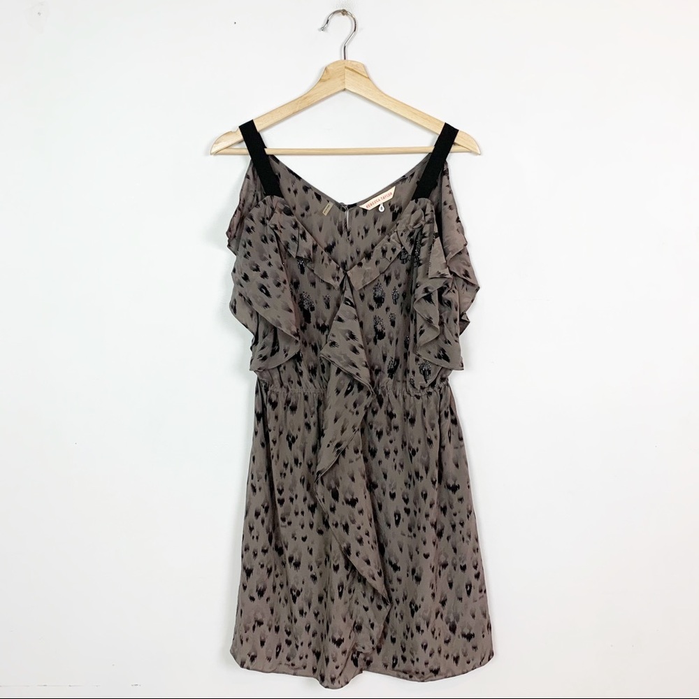 REBECCA TAYLOR 100% Silk Leopard Beaded Dress 8